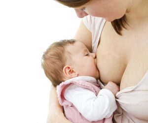 Baby's lips fan out for a perfect latch